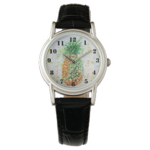 Montre Aquarelle de fruits d'ananas Orange Lime art