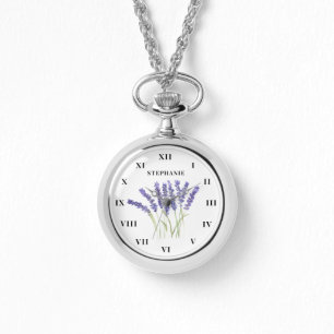 Montre Aquarelle de lavande Floral pourpre moderne