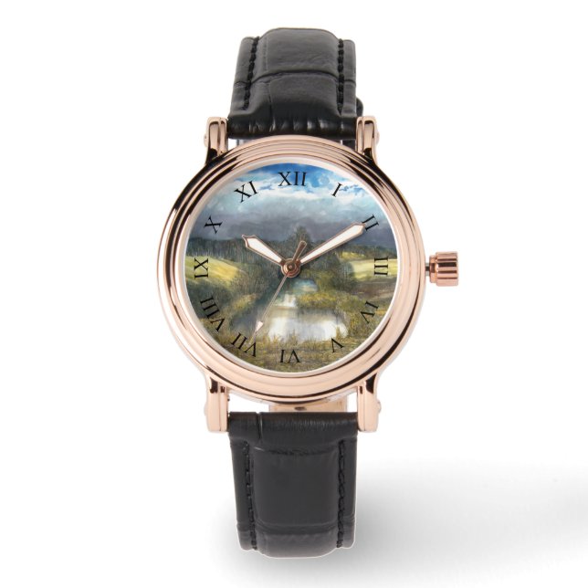 Montre aquarelle de l'étang d'automne (Recto)