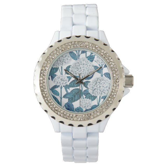 Montre Aquarelle d'hydrangée blanche (devant)