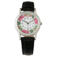 Aquarelle Fleurs roses Cercle de couronne