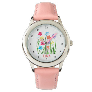 Montre Aquarelle Florale Filles mignonnes Regarder les en