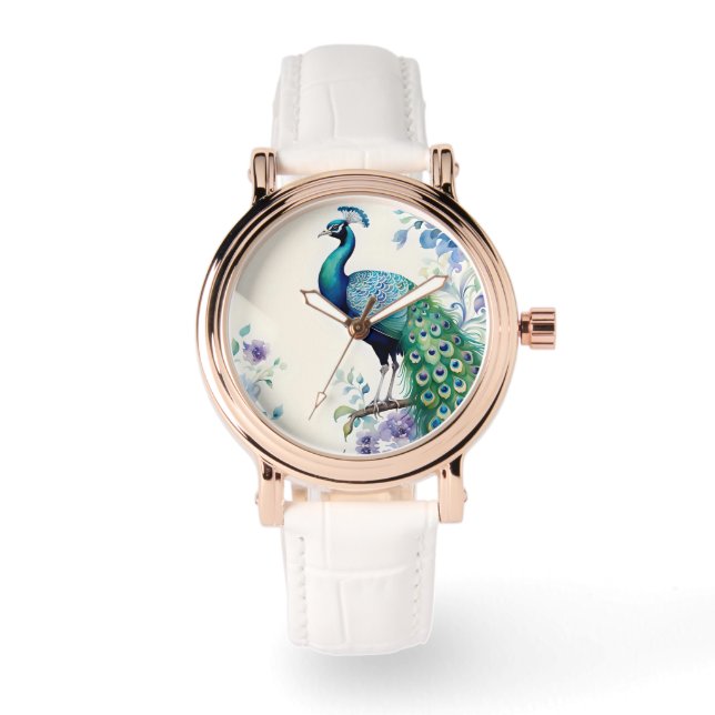 Montre Aquarelle florale Peacock (Recto)