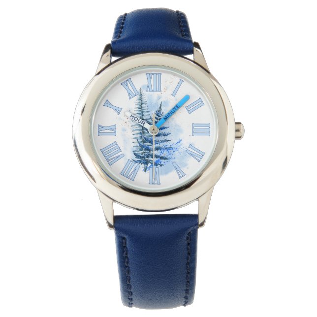 Montre Aquarelle Gelée Ferne avec nombre (devant)