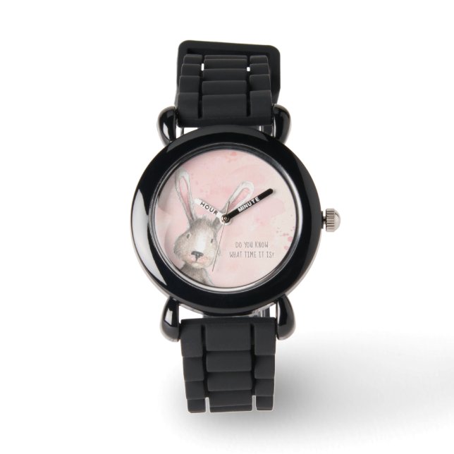 Montre Aquarelle Lapin Lapin Quelle heure est-il (Recto)