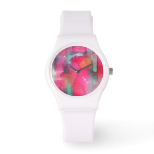 Montre Aquarelle peinte par résumé d'éclat de Sun