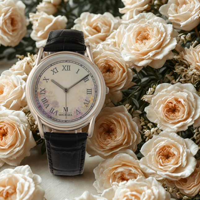 Montre Aquarelle personnalisée Floral Homme’s Watch (Créateur téléchargé)