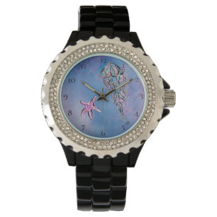Montre *~* Aquarelle Plage Mer Jelly Poisson étoile Poiss