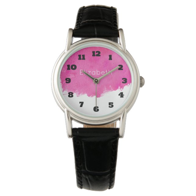 Montre Aquarelle rose Paint Splatter (devant)
