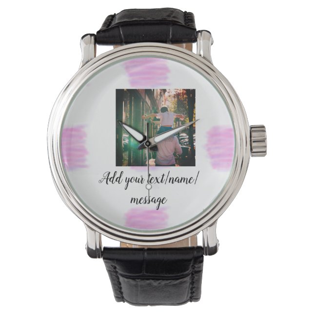 Montre Aquarelle rose violet père fils papa ajouter l'ima (devant)