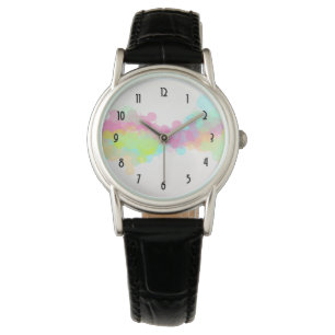 Montre Aquarelle Splatter Colorful Abstract Design