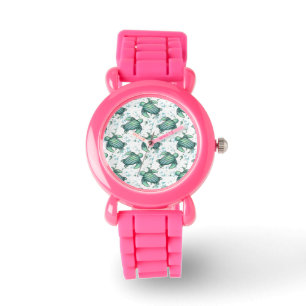 Montre aquarelle tortue de mer vert bleu animal motif