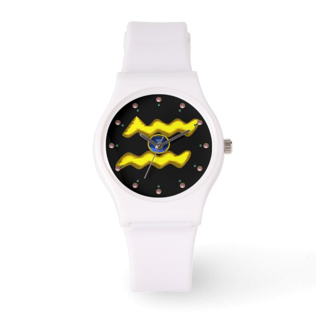 Montre AQUARIUS OR ZODIAC JEULE D'ANNIVERSAIRE, Noir (Recto)