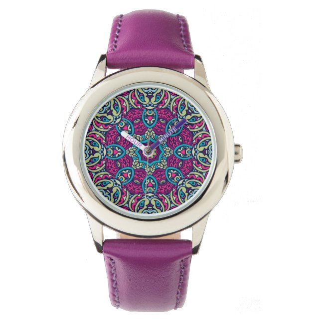 Montre Arabesque Scrapbook Motif en acier inoxydab (devant)