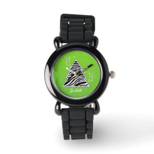 Montre Arbre de Noël Zèbre Vert