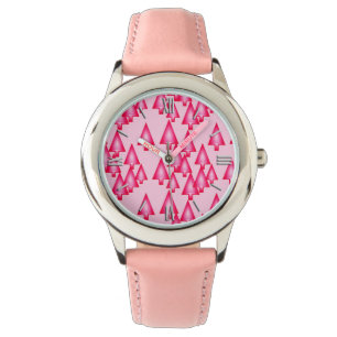 Montre Arbres de Noël métalliques modernes - rose fuchsia