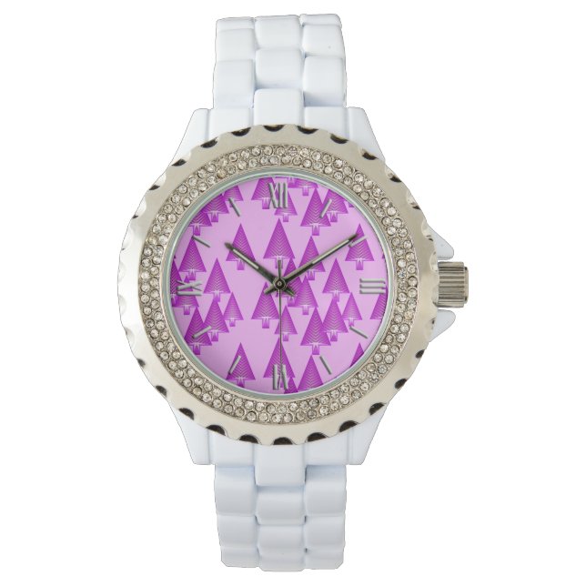 Montre Arbres de Noël métalliques modernes - violet viole (devant)