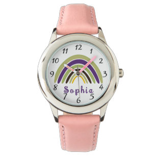 Montre Arc-en-ciel avec nom personnalisé en vert