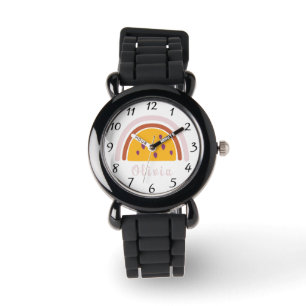 Montre Arc-en-ciel Boho avec nom personnalisé Jaune