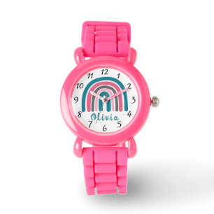Montre Arc-en-ciel coloré Boho avec nom personnalisé
