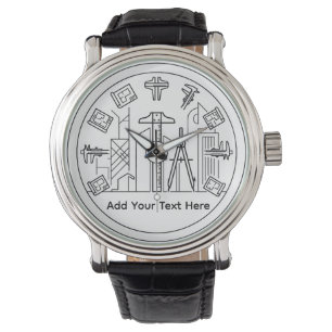 Montre architecte personnalisé, ingénieurs regardent