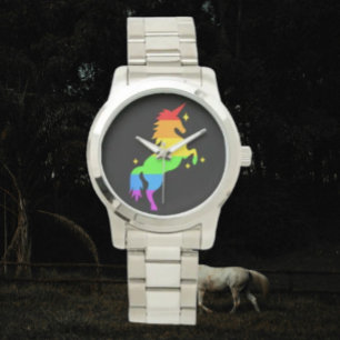 Montre Argent Licorne Arc-en-Ciel