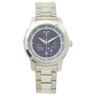 Montre Aries Zodiac Silver Parties scintillant bleu foncé