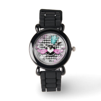 Montre arlequin diamant coeur chiffres romains