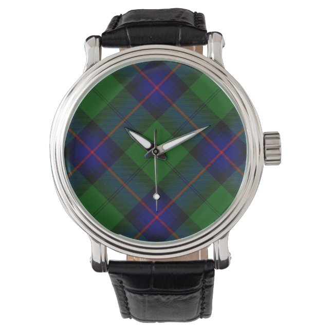 Montre Armstrong tartan bleu et vert plaid (devant)