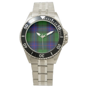 Montre Armstrong tartan bleu et vert plaid