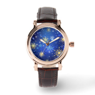 Montre Arrière - plan Bleu XMAS avec des flocons de neige
