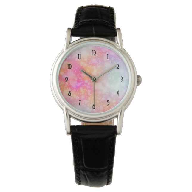 Montre Arrière - plan d'aquarelle Abstraite rose et orang (devant)