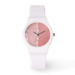 Montre Arrière - plan rose et blanc avec la dentelle