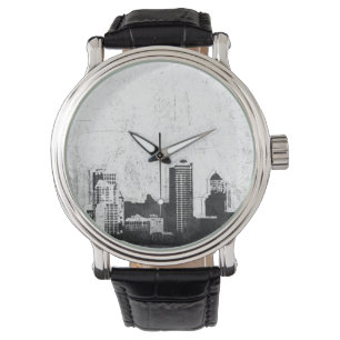 Montre Arrière - plan sale de ville en noir et blanc