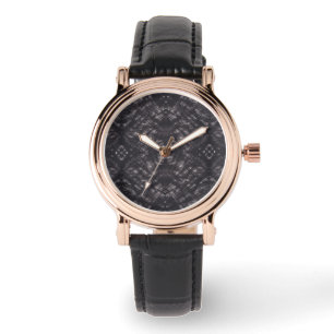 Montre Art Abstrait Aquarelle Noir Sombre de la Mort