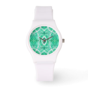 Montre Art abstrait aquarelle vert lumière poussée