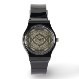 Montre Art aquarelle abstrait jaune foncé