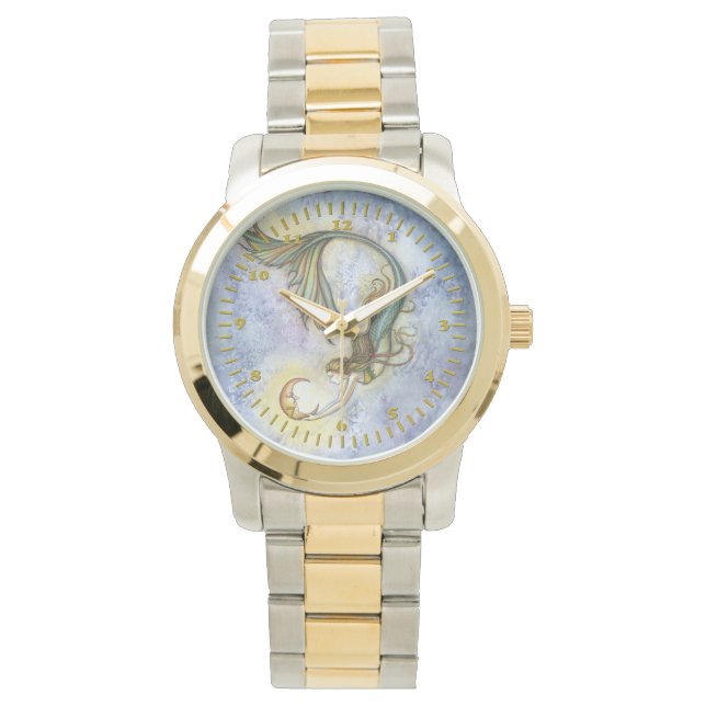 Montre Art de fantaisie de la sirène lune (devant)