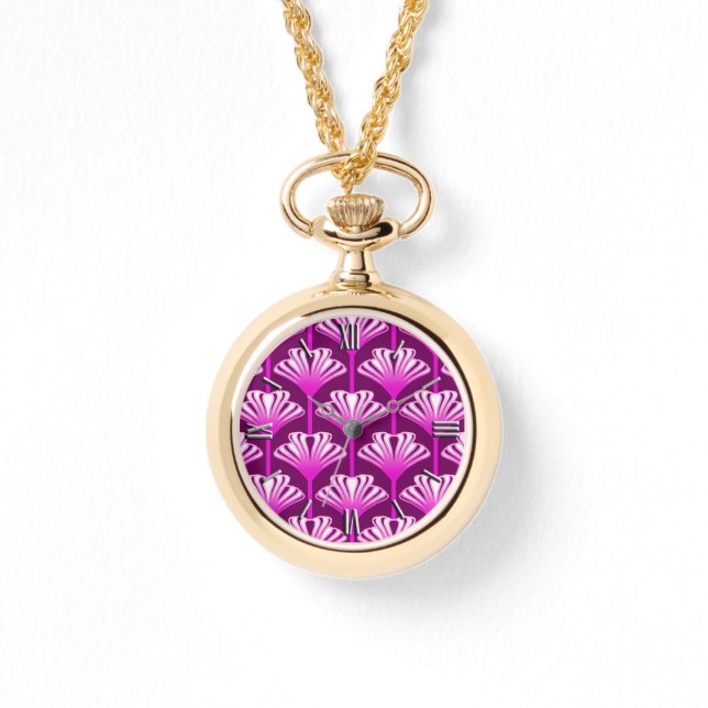 Montre Art déco Lily, Améthyste violet et orchidée (Recto)