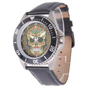Montre Art du crâne de sucre - Fiesta des couleurs