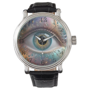 Montre Art Fractal Blue Eyeball,