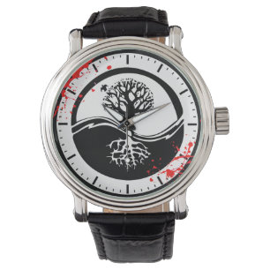 Montre Art frais de tatouage d'arbre de Yin Yang