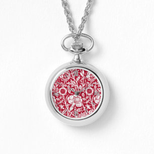 Montre Art Nouveau Carnation Damask, rouge et blanc