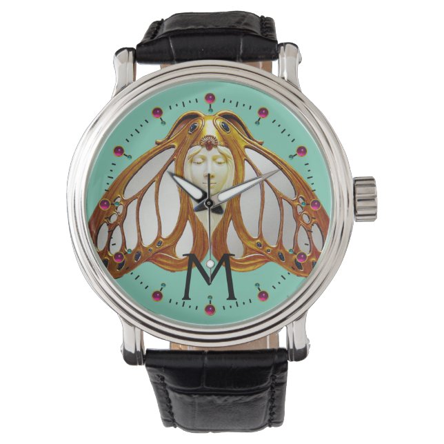 MONTRE ART NOUVEAU MOTH WOMAN MONOGRAS (devant)