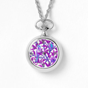 Montre Art Nouveau Oiseau & grenade, Améthyste Purple