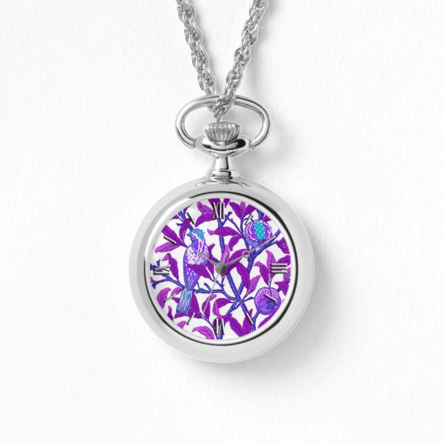 Montre Art Nouveau Oiseau & grenade, Améthyste Purple (Recto)