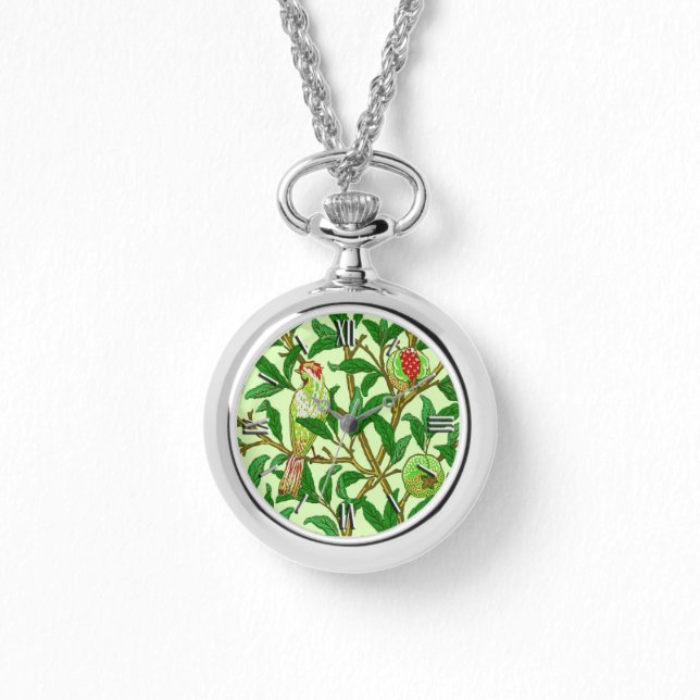Montre Art Nouveau Oiseau & grenade, Vert citron (Recto)