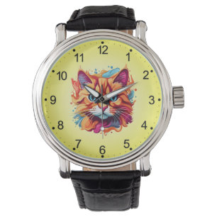 Montre Art numérique Visage Cute Cat Design-87002