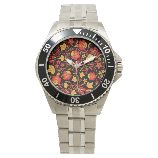 Montre Art populaire traditionnel russe Khokhloma Regarde (devant)