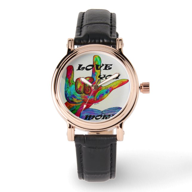 Montre ASL American Sign Language JE VOUS AIME PLUS (Recto)